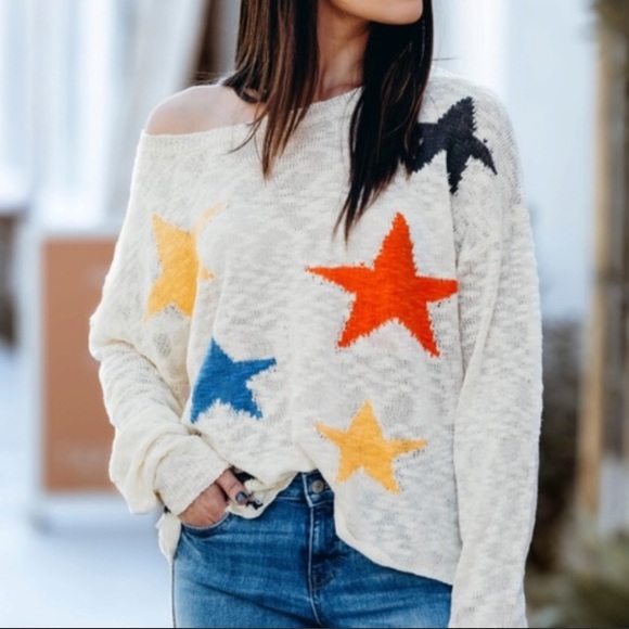 Glam Star Lightweight Open Weave Sweater in Ivory Sizes S/M & M/L - Picture 11 of 12